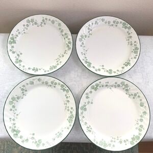 Corelle 10.25" Dinner Plates Green Ivy White Good Set of 4 Vitrelle Swirl Rim